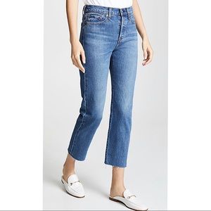 Levi’s- Wedgie Straight Button Fly Raw Hem Jeans